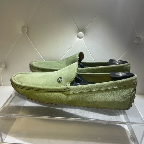 GUCCI suede men’s drive loafers sz 8.5 light green made in Italy main image 15